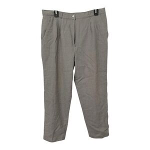 Bassonova 14 Gray Pleated Trousers High Rise Tapered Leg Career Dark Academia